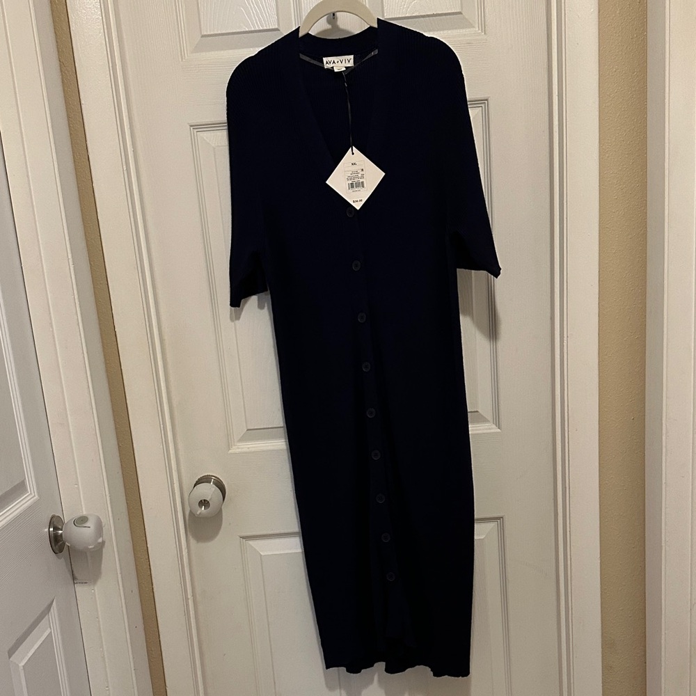 NWT, Ava & Viv Navy Button Sweater Short Sleeve Dress 💙💙💙